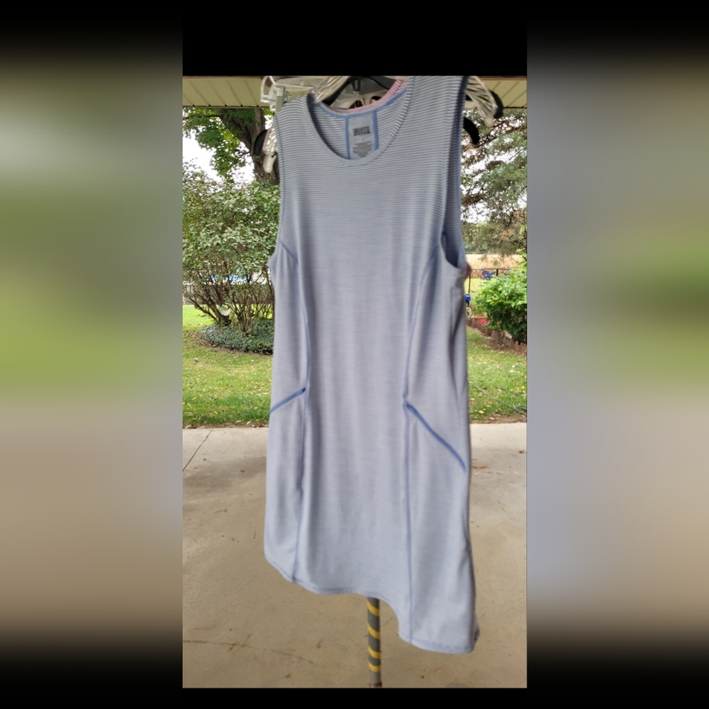 Duluth Trading Co Pier Genius, quick dry, Blue Sleeveless Dress Size L